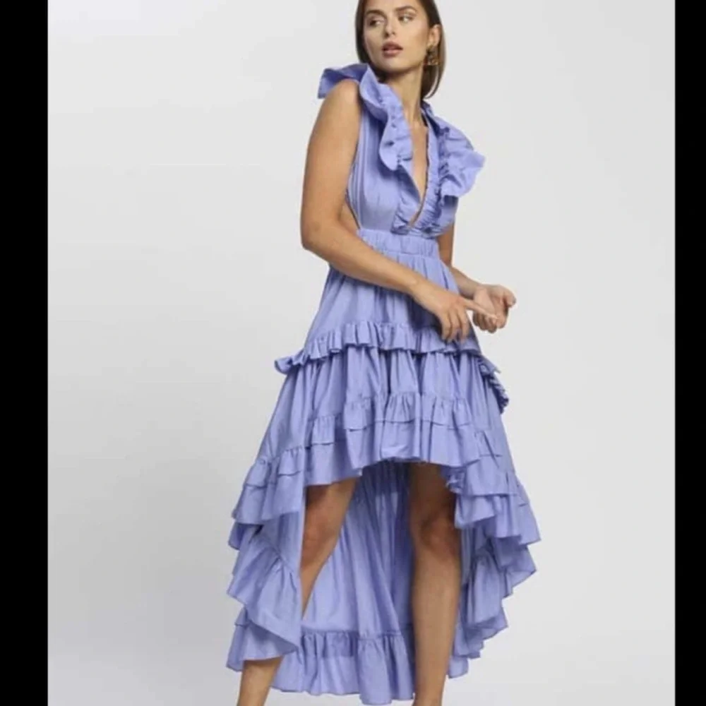 Chic Lavender High-Low Ruffle Dress - Picture 4 of 6